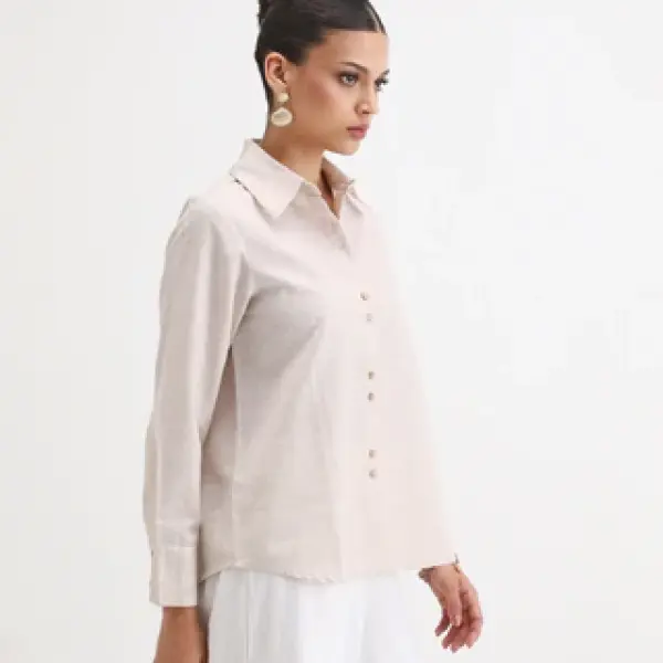 REGULAR FIT SOLID SHIRT LIPPTA - BEIGE