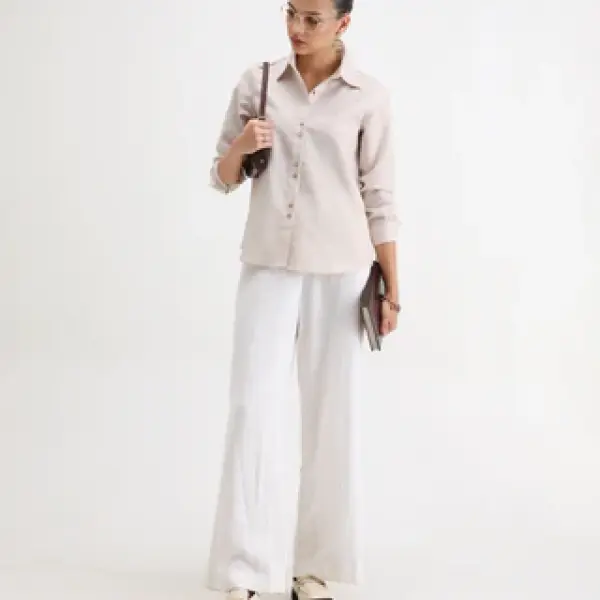 REGULAR FIT SOLID SHIRT LIPPTA - BEIGE