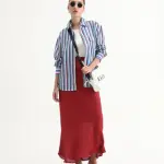 CUFFED SLEEVES NARROW STRIPES SHIRT OHARAU - BLUE