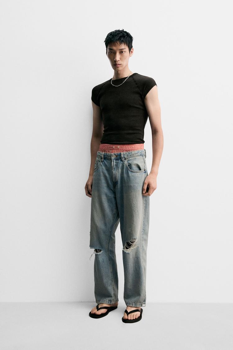 RIPPED BAGGY FIT JEANS
