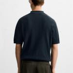 VERTICAL TEXTURED KNIT POLO SHIRT