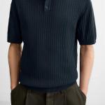 VERTICAL TEXTURED KNIT POLO SHIRT
