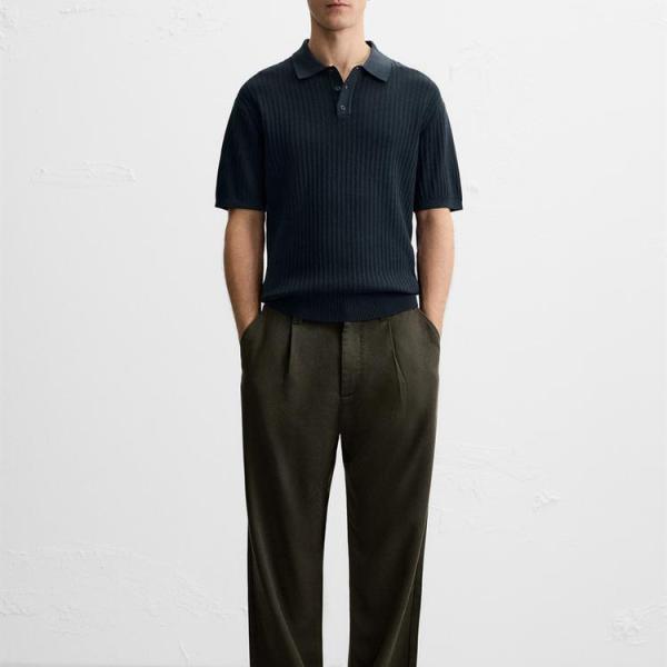 VERTICAL TEXTURED KNIT POLO SHIRT