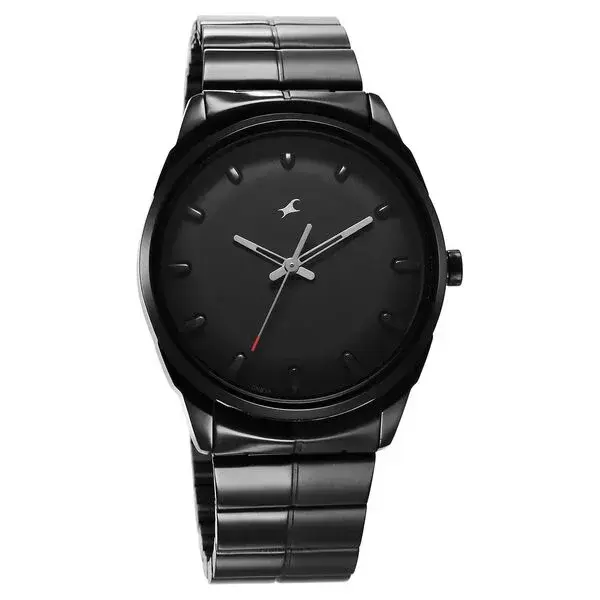 Black Dial Black Stainless Steel Strap Watch