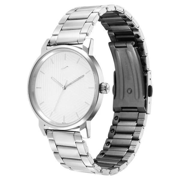 White Dial Metal Strap Watch for Guys