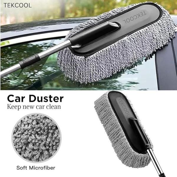 TEKCOOL 5 PCs Microfiber Car Duster with Long Handle Car Cleaning Brush Exteriror and Interiror Car Cleaning Cloth Car Ac Vent Cleaner Brush for Car, Motorbike, SUVs Car Cleaning Kit (A1).