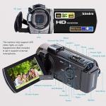 Full HD 1080P Digital Video Camera Camcorder with 3-Inch Rotating LCD, 16X Digital Zoom, and Dual Batteries – Black