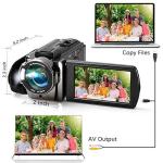 Full HD 1080P Digital Video Camera Camcorder with 3-Inch Rotating LCD, 16X Digital Zoom, and Dual Batteries – Black