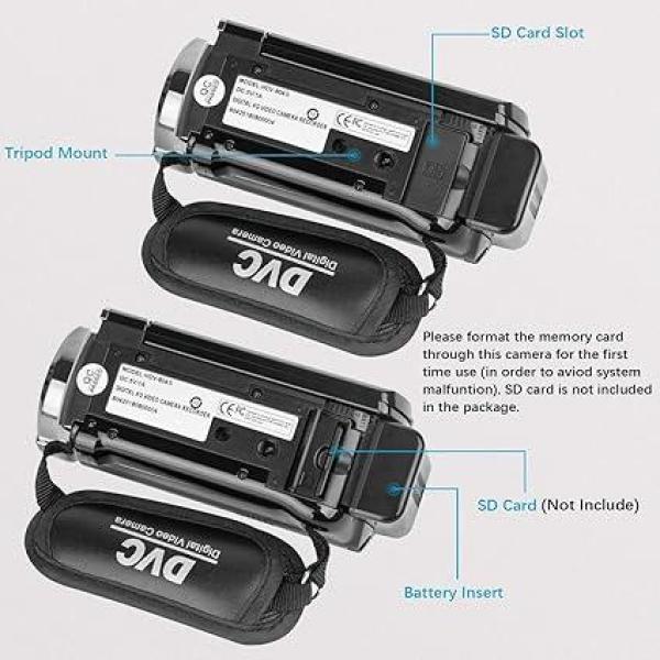 Full HD 1080P Digital Video Camera Camcorder with 3-Inch Rotating LCD, 16X Digital Zoom, and Dual Batteries – Black