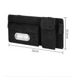 Suede Car Sun Visor Organizer with Tissue Box, Sunglass Pocket, Card Slot & Pen Holder (Gray)