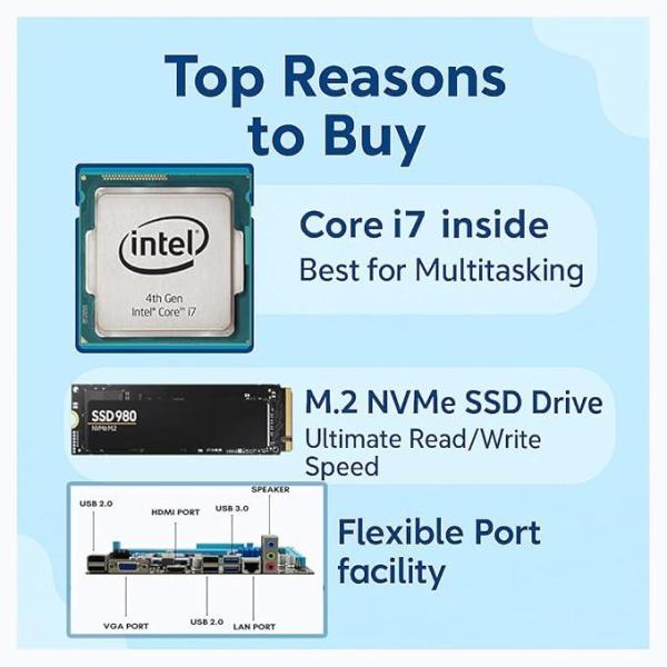Desktop Computer – Intel Core i7, 16GB RAM, 1TB NVMe SSD, Windows 11, Office Included