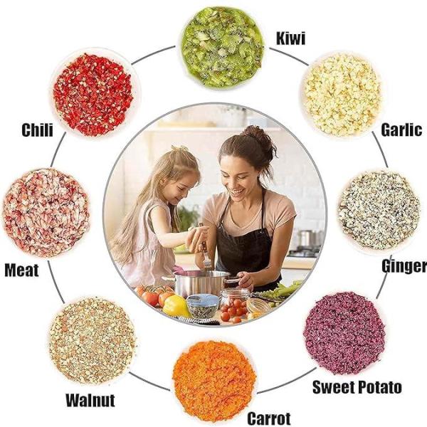 900ml Manual Hand-Press Vegetable Chopper with Stainless Steel Blades