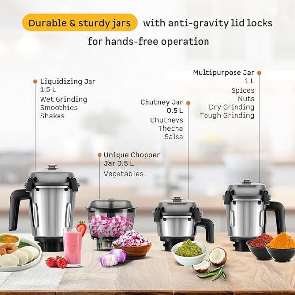 BLDC Motor Mixer Grinder with Coarse Mode & 4 Jars