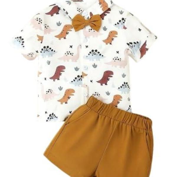 Baby Boy Shirt & Shorts Set with Bow Tie