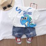Baby Boys Cotton Dino Print T-Shirt with Shorts – 2-Piece Summer Clothing Set