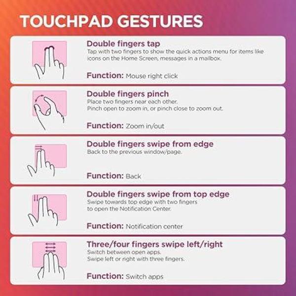 Detachable Wireless Keyboard with Touchpad for Tablets