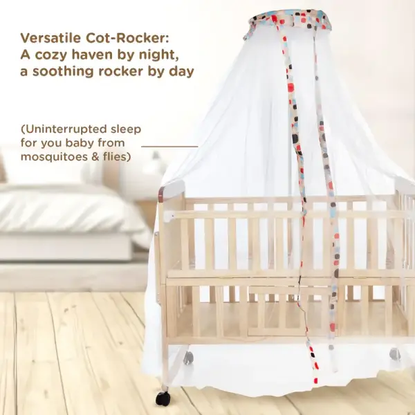 Rocking Wooden Baby Cot with Mosquito Net