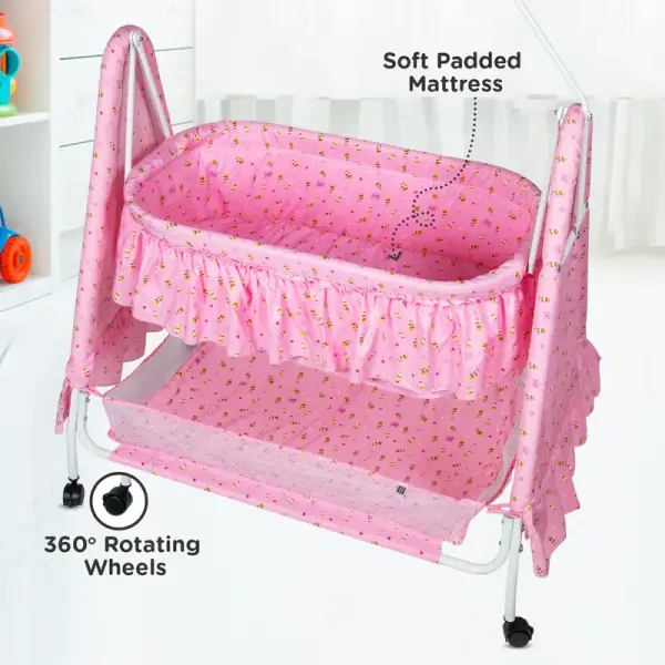 Spacious Swinging Baby Cradle with Mosquito Net