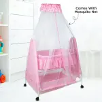 Spacious Swinging Baby Cradle with Mosquito Net