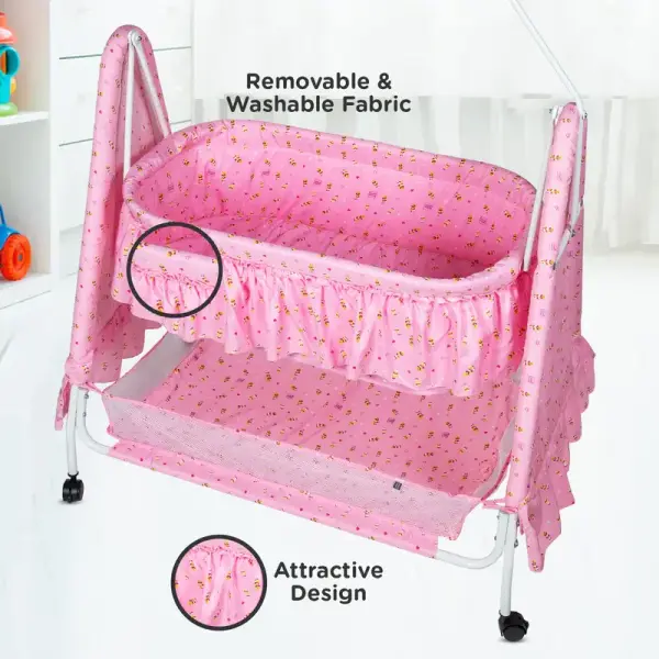 Spacious Swinging Baby Cradle with Mosquito Net