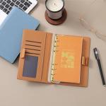 Premium Golden Ring Binder Organizer with Dual Shade Design, Magnetic Closure, Card Holder, Pen & Gift Box – Light Brown