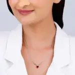 Silver Deer Heart in Red Necklace