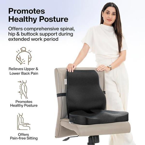 Orthopedic Back Support & Coccyx Seat Cushion Combo