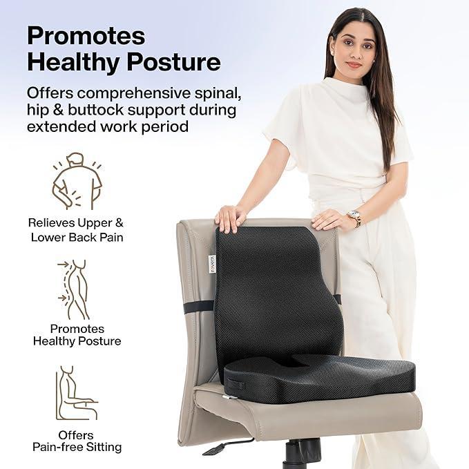 Orthopedic Back Support & Coccyx Seat Cushion Combo