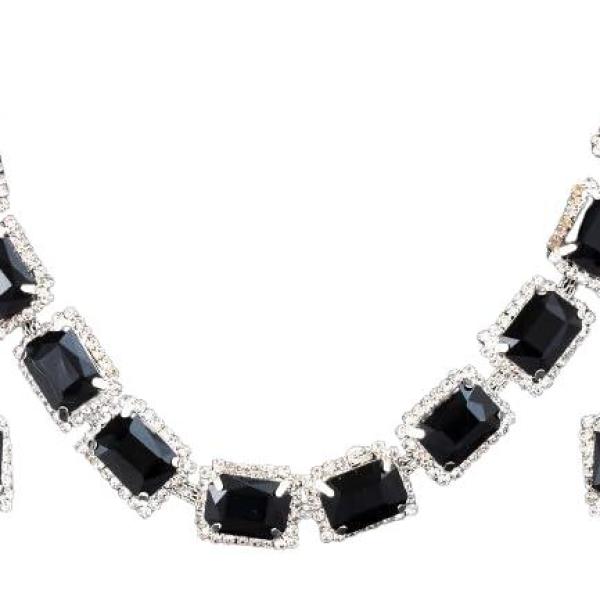 Classic American Diamond Jewellery Set in Silver Finish