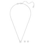 Clear Crystal Pendant & Earrings Jewellery Set with Rhodium Finish