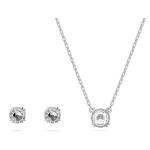 Clear Crystal Pendant & Earrings Jewellery Set with Rhodium Finish