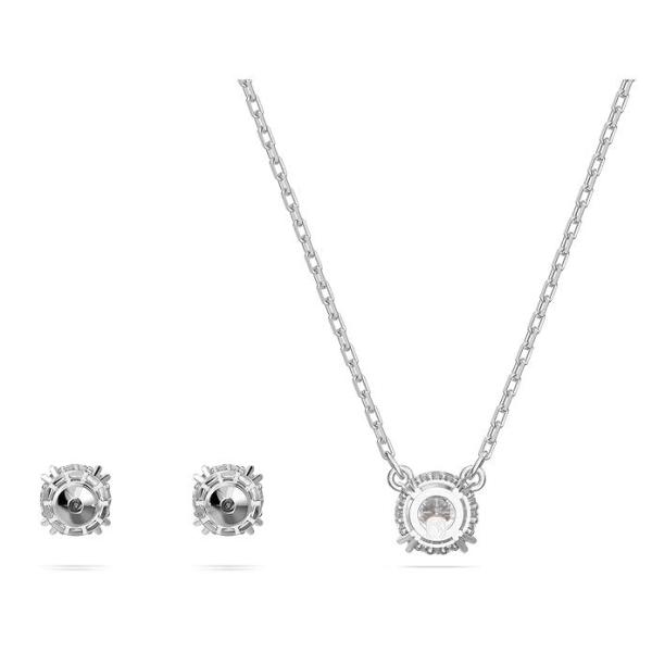Clear Crystal Pendant & Earrings Jewellery Set with Rhodium Finish