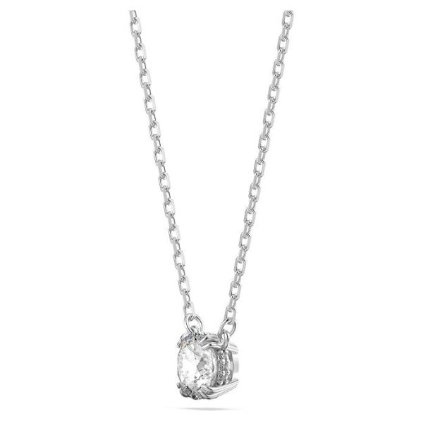 Clear Crystal Pendant & Earrings Jewellery Set with Rhodium Finish
