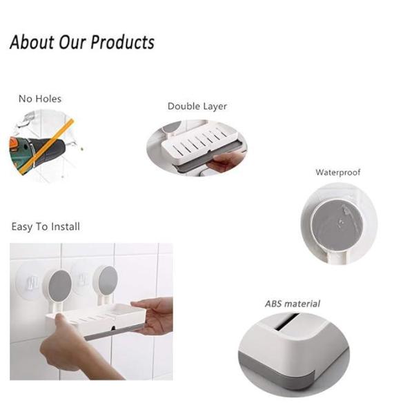 Self-Adhesive Wall Mounted Double Soap Holder