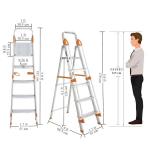 5-Step Aluminum Foldable Ladder with Safety Handrail