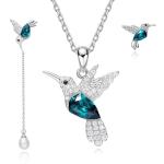 Austrian Crystal Green Hummingbird Jewellery Set