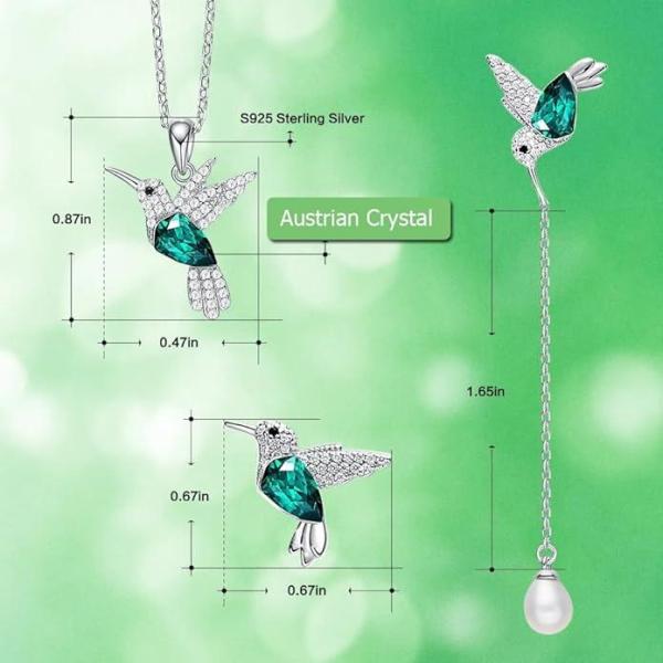 Austrian Crystal Green Hummingbird Jewellery Set
