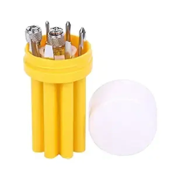 8-in-1 Multi-Purpose Screwdriver Kit with 3 Flat Blades, 3 Phillips Heads, 1 Round Poker Bar & Extension Rod