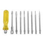 8-in-1 Multi-Purpose Screwdriver Kit with 3 Flat Blades, 3 Phillips Heads, 1 Round Poker Bar & Extension Rod