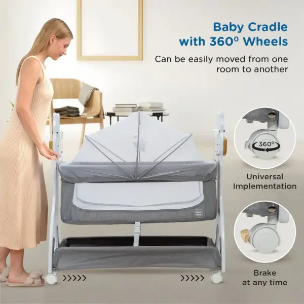 Manual Swing Cradle for Newborn Baby with Mosquito Net