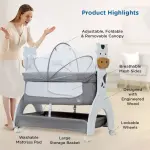 Manual Swing Cradle for Newborn Baby with Mosquito Net