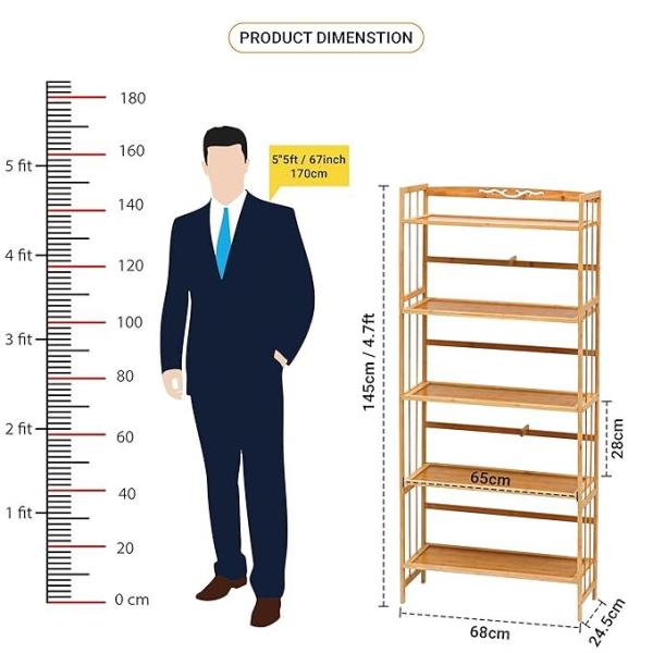 5-Tier Wooden Bookshelf