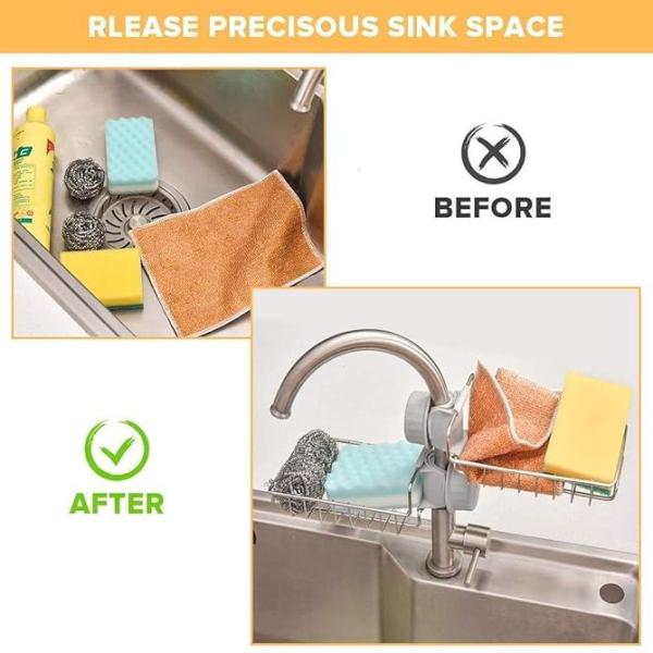 Kitchen Sink Faucet Sponge & Soap Holder
