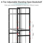 Metal 4-Tier Height Adjustable Bookshelf