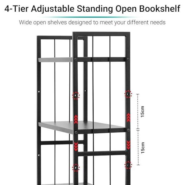 Metal 4-Tier Height Adjustable Bookshelf