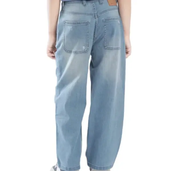 LOOSE FIT SOLID JEANS STRAN - BLUE