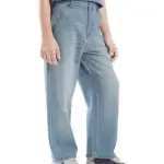 LOOSE FIT SOLID JEANS STRAN - BLUE