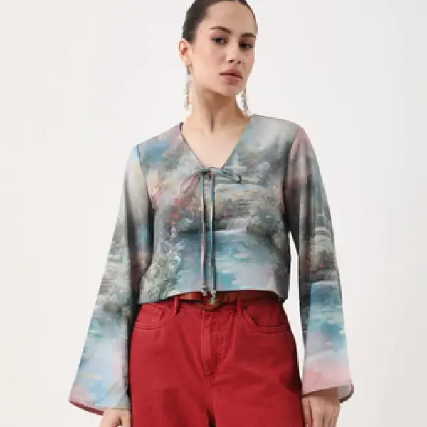 CROPPED ABSTRACT PRINT TOP TOULON - MULTI