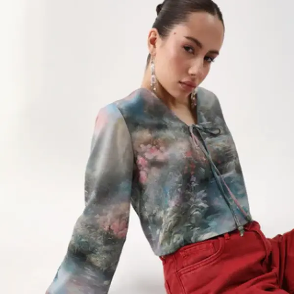 CROPPED ABSTRACT PRINT TOP TOULON - MULTI