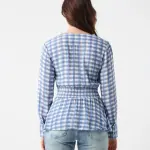 FLANNEL PRINT TOP VIBOOY - BLUE